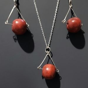 Large Brown Bead earrings and necklace